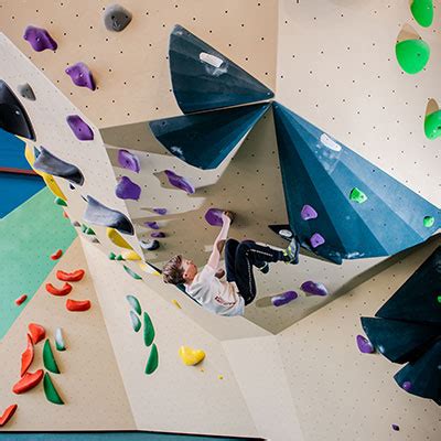A woman bouldering
